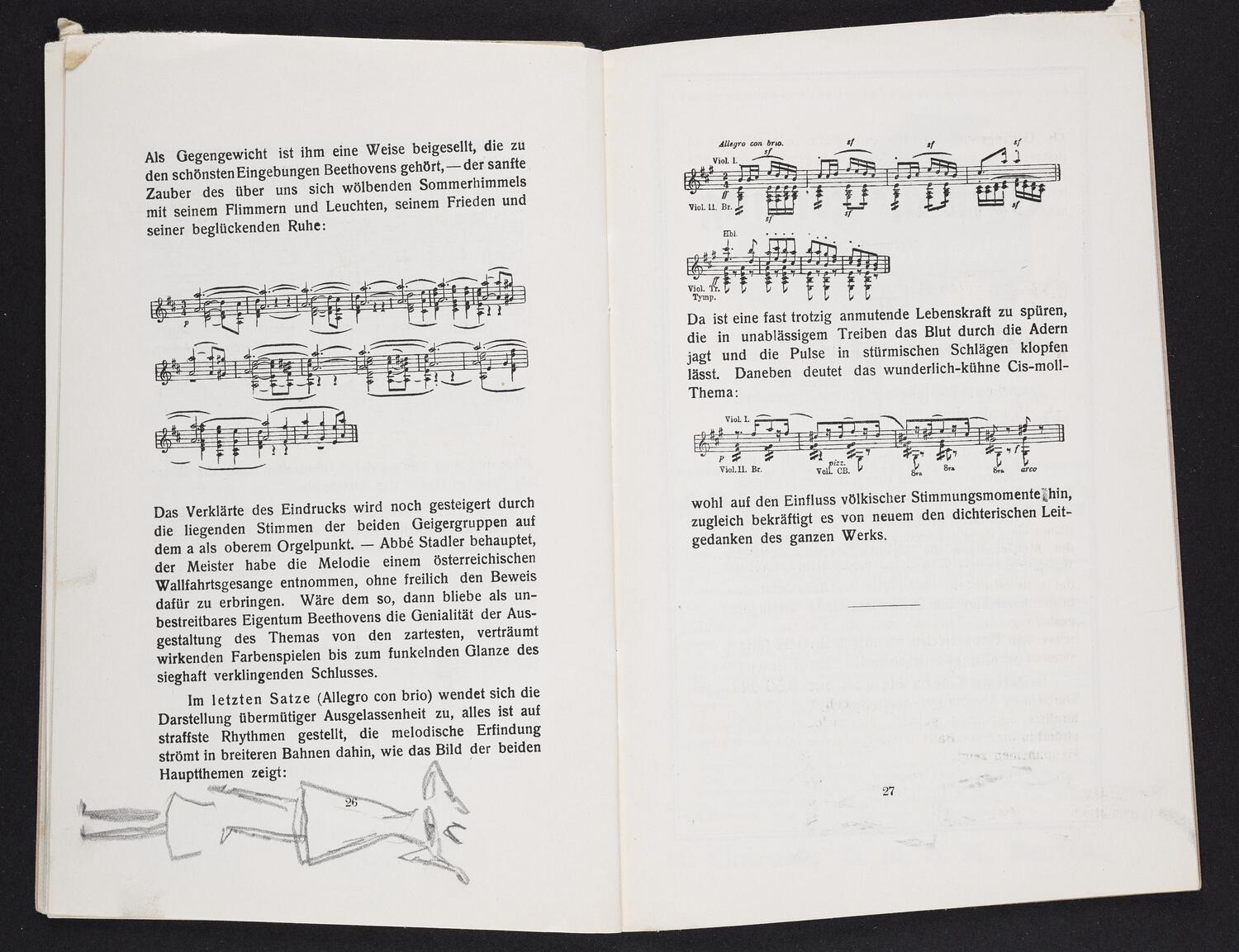 Sketches on concert program pages possibly of Richard Strauss with Königliches Kapelle