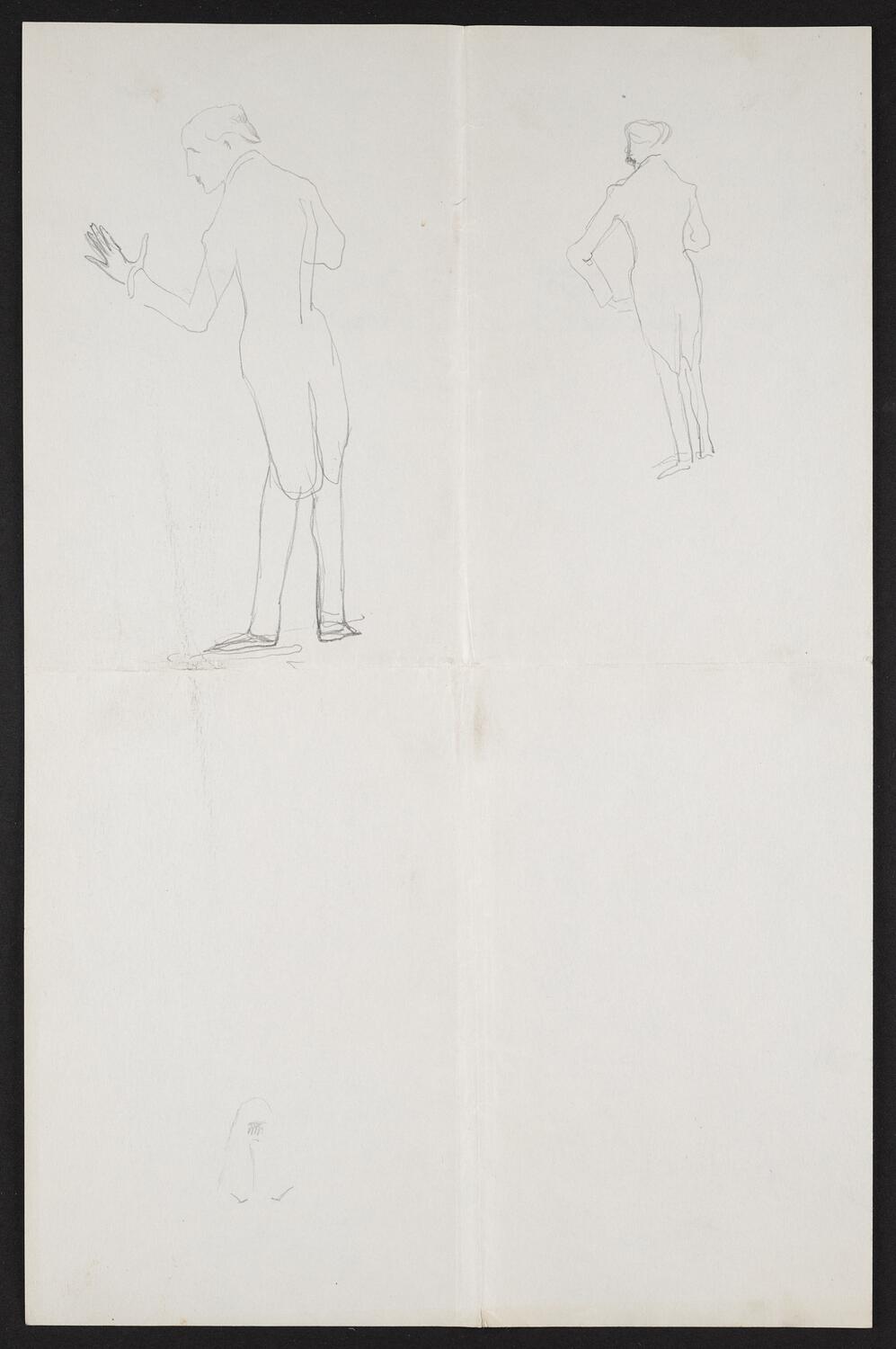 Sketch of standing figure with back to the viewer