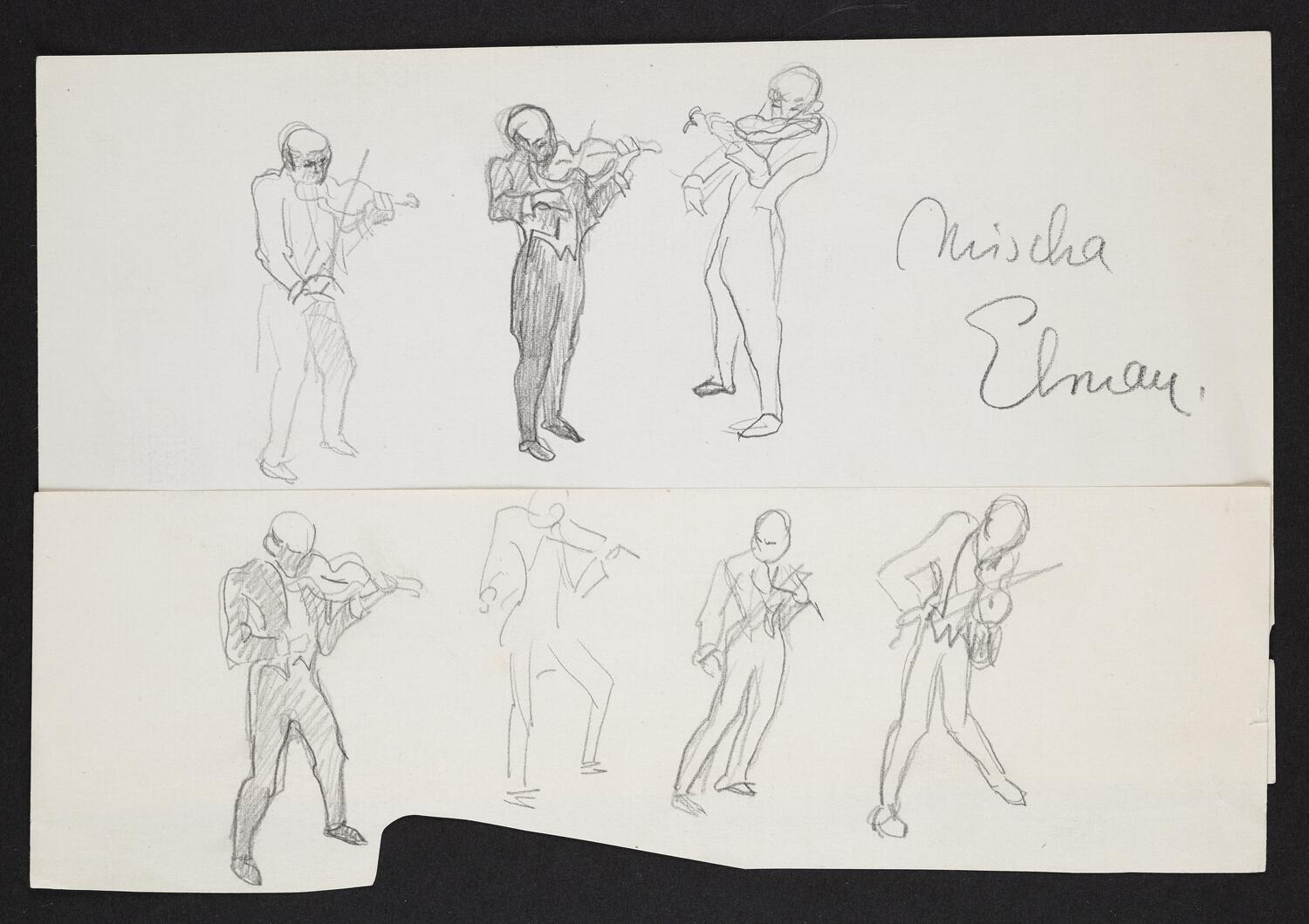 Sketches of Mischa Elman in various standing poses