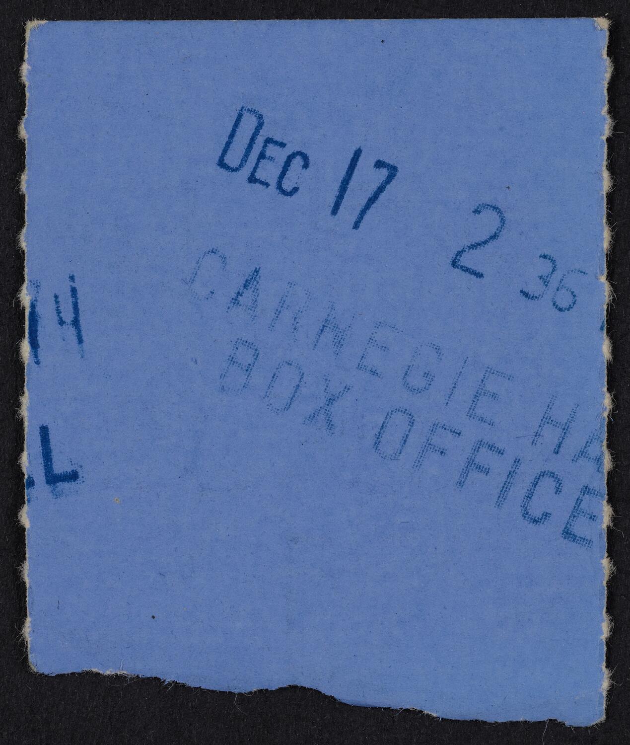 Ticket for Janet Baker, January 16, 1975 (back)