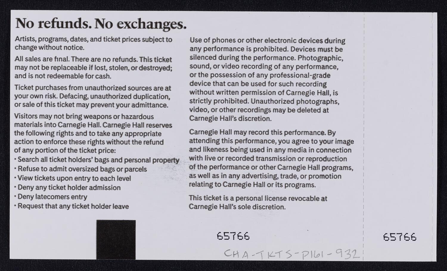 Ticket for Opening Night Gala: Chicago Symphony Orchestra, October 4, 2023 (back)