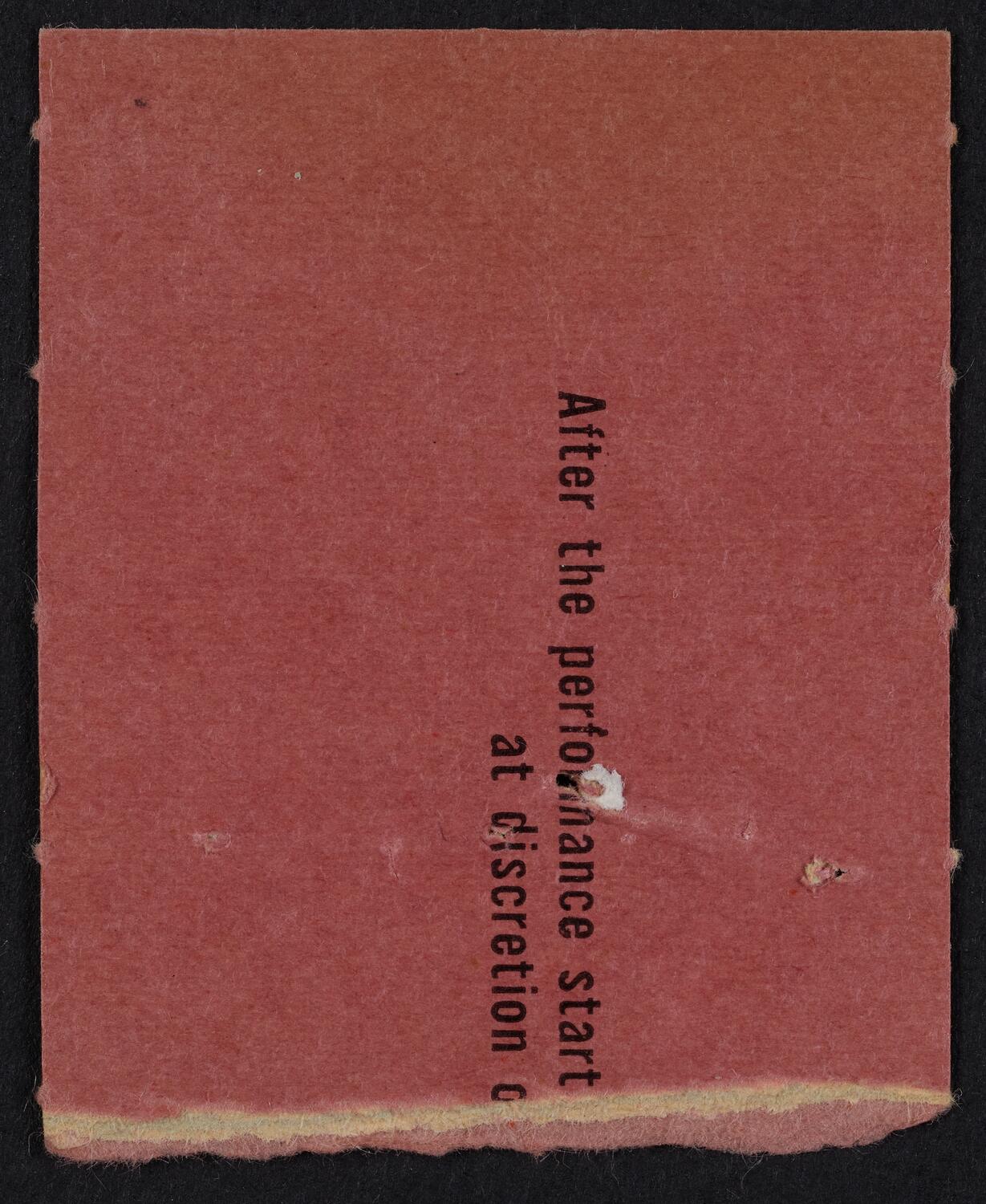 Ticket for New York Philharmonic, November 18, 1961 (back)