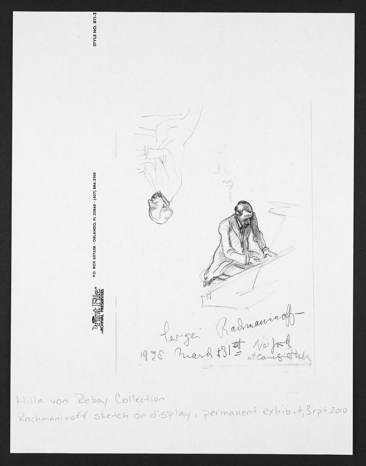 Sketches of Sergei Rachmaninoff playing the piano