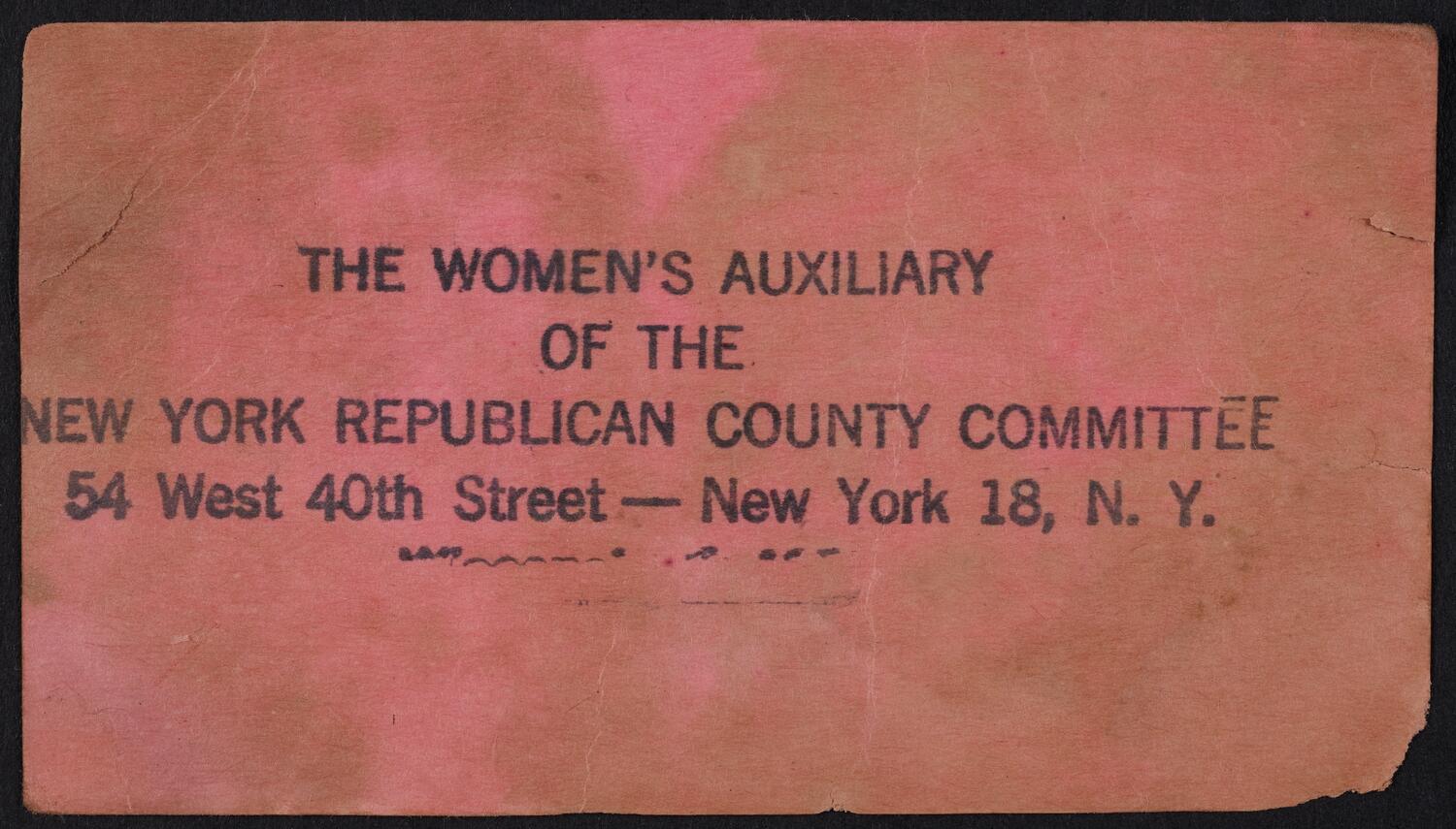 Ticket for Dewey-Warren Victory Concert, November 1, 1948 (back)
