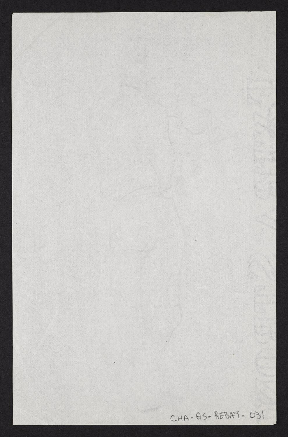 Sketch of standing figure in profile facing left