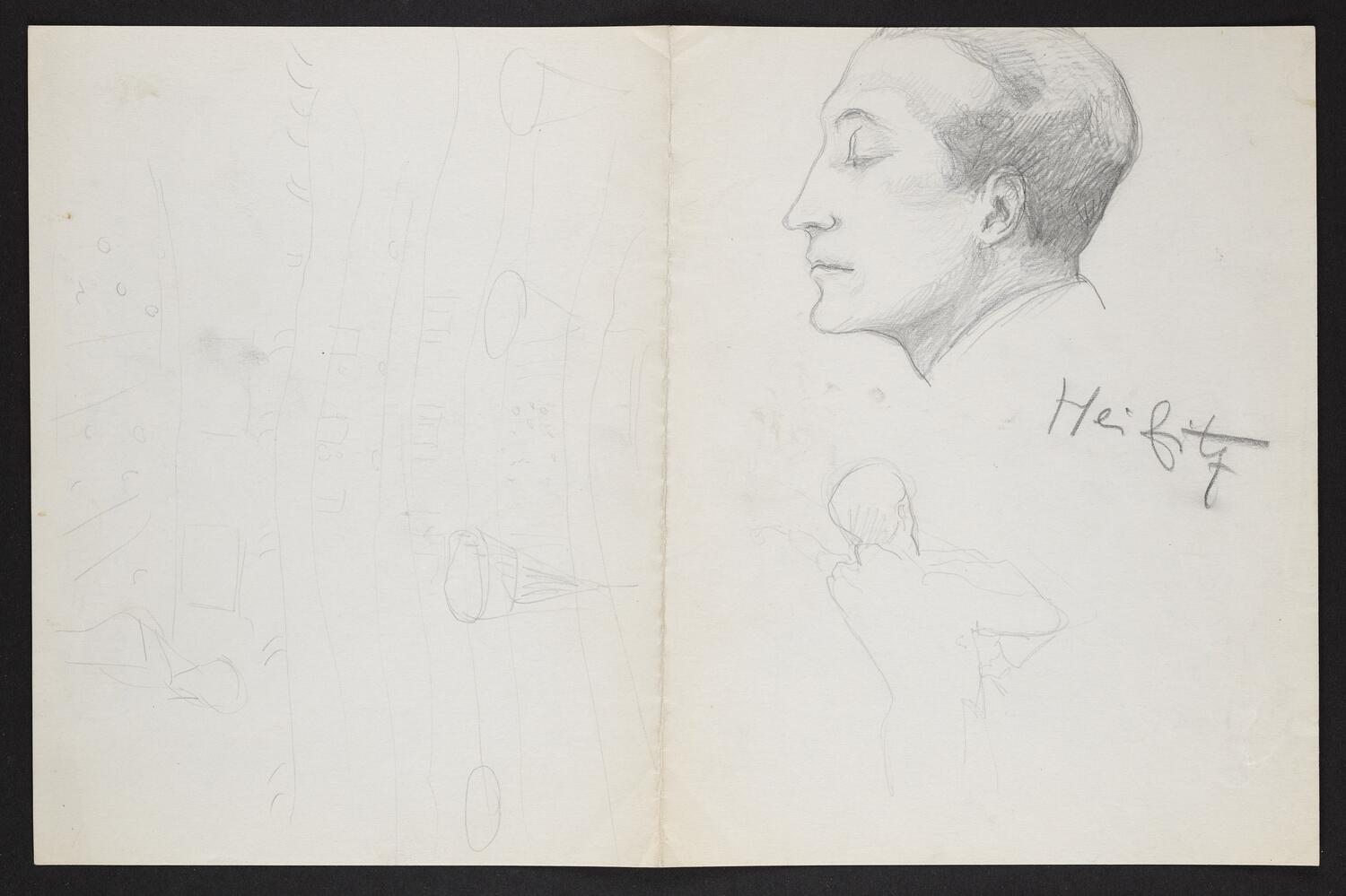 Sketch of Jascha Heifetz in profile facing left