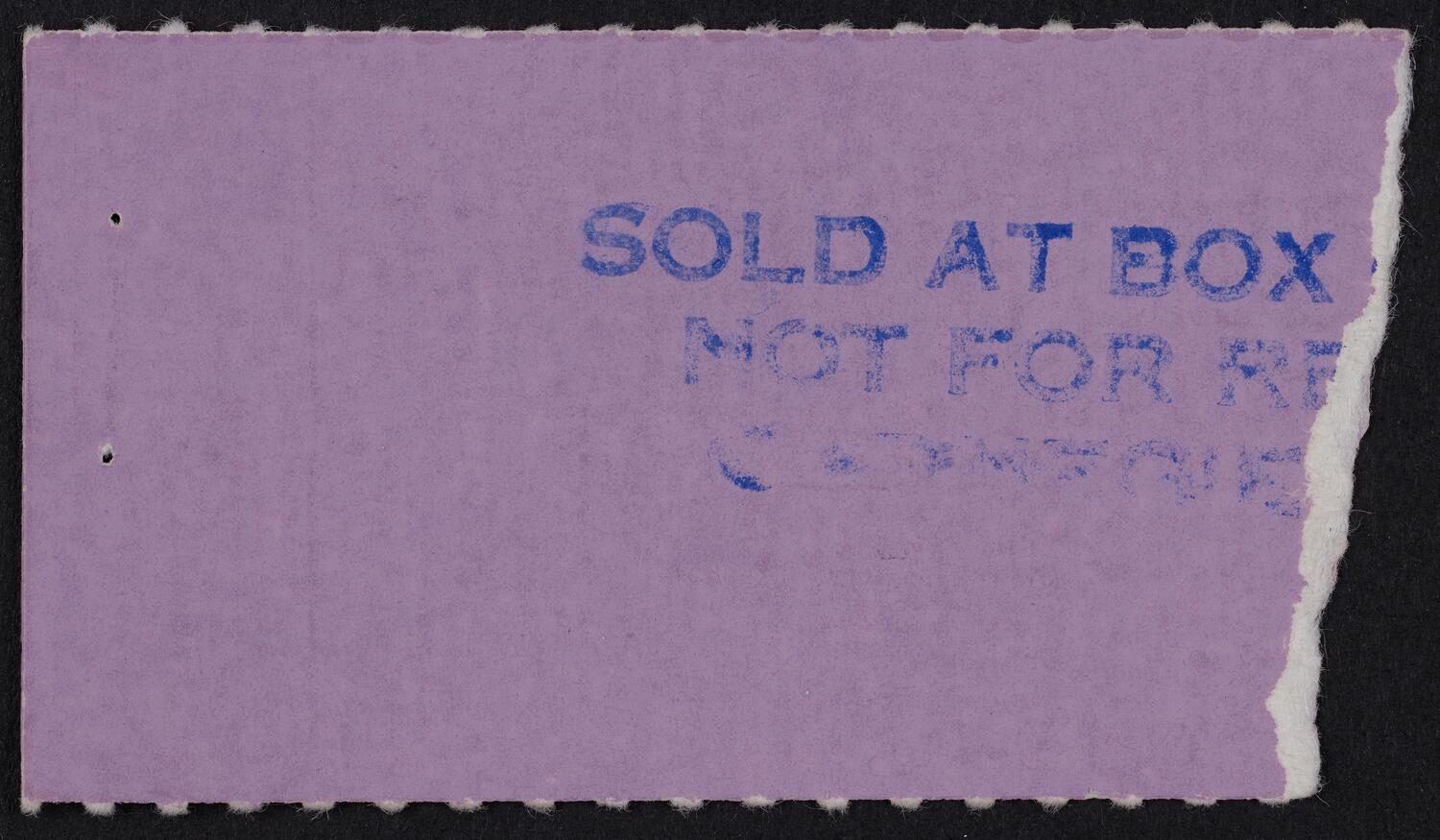 Ticket for New York Pops, February 20, 1987 (back)