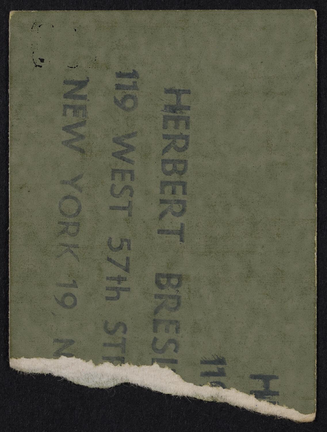 Ticket for Luciano Pavarotti, February 18, 1973 (back)