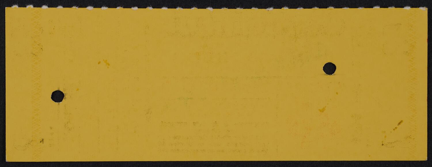 Ticket for Hildegard Behrens, April 25, 1985 (back)