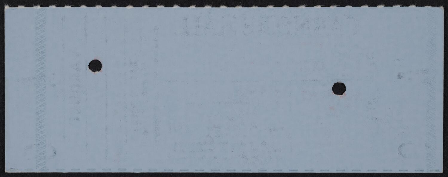 Ticket for Jeffrey Siegel, May 2, 1985 (back)