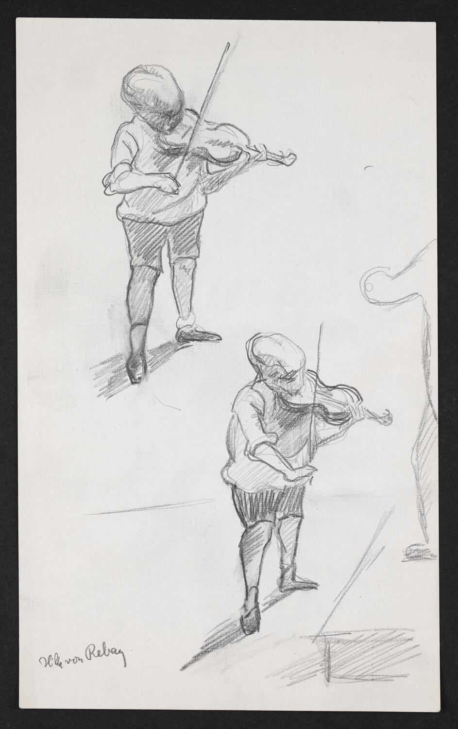 Sketches of Yehudi Menuhin playing the violin