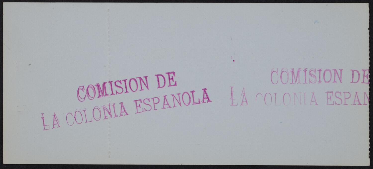 Ticket for Concert in Honor of the Infanta Eulalia of Spain and Don Antonio, May 29, 1893 (back)