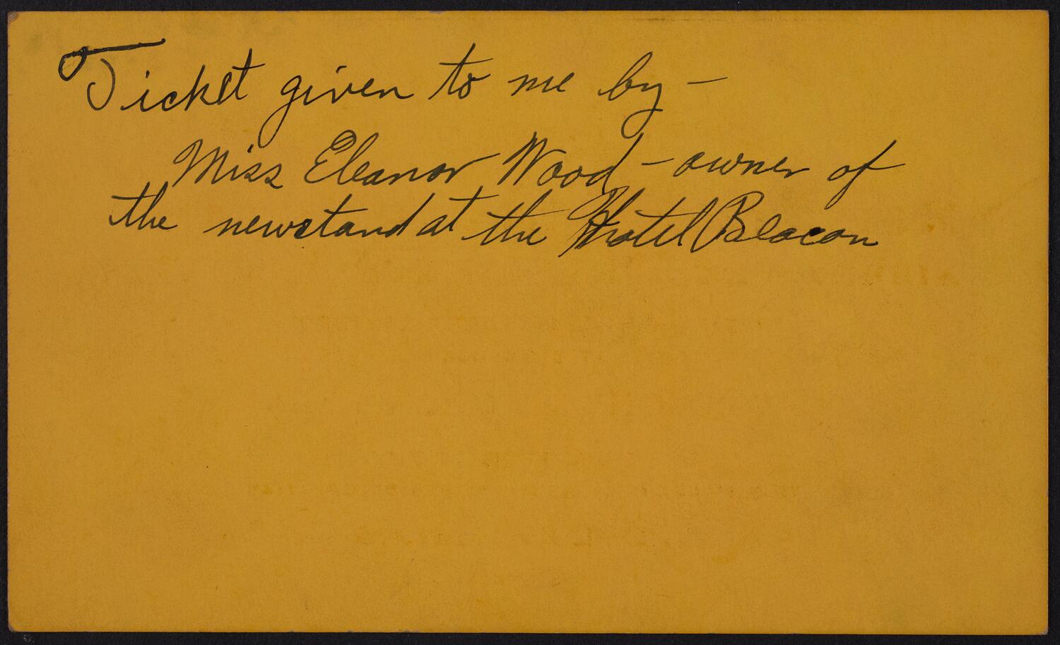 Ticket for Republican Mass Meeting: Address by President Hoover, October 31, 1932 (back)