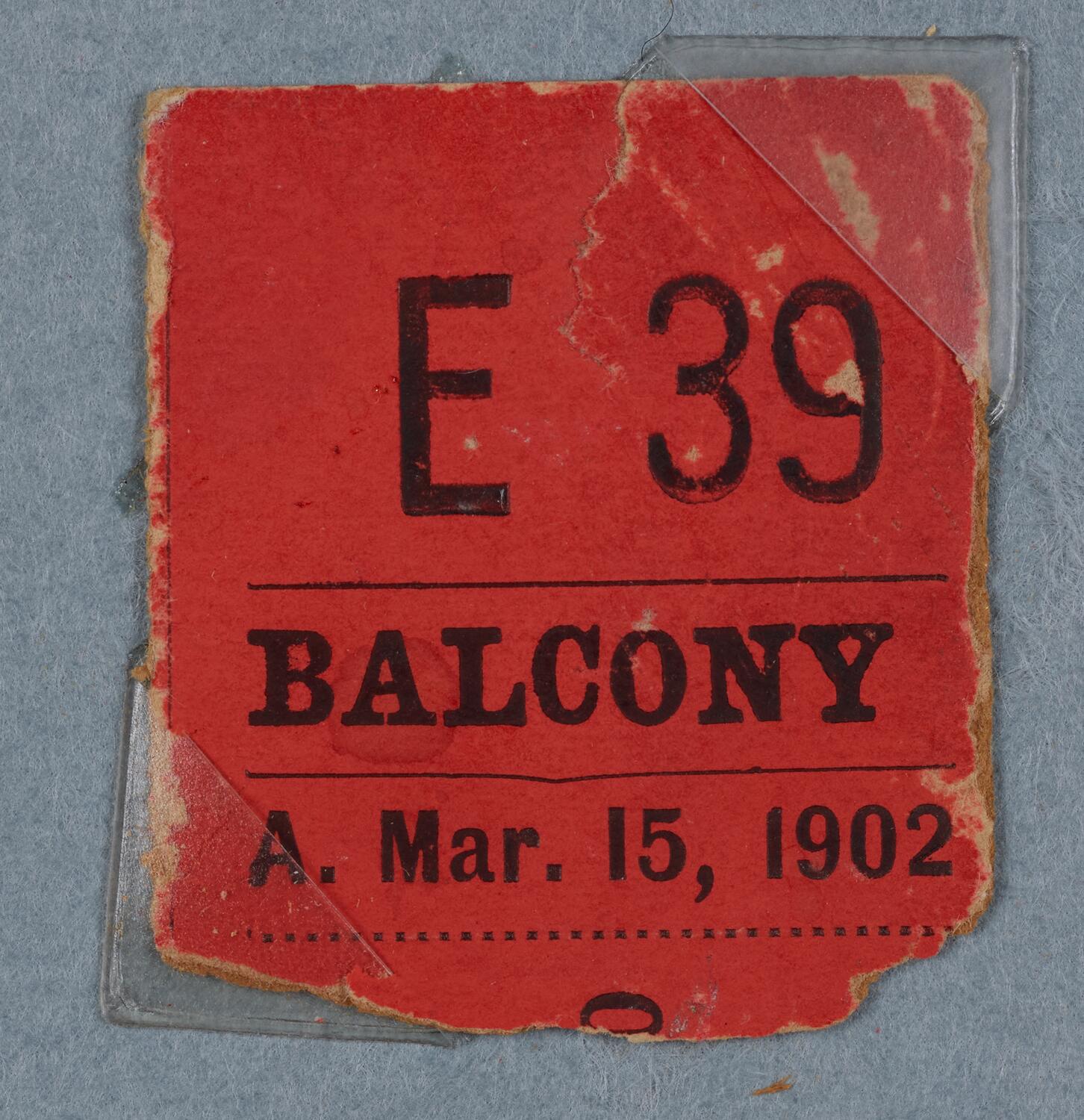 Ticket for Symphony Concert for Young People, March 15, 1902 (front)