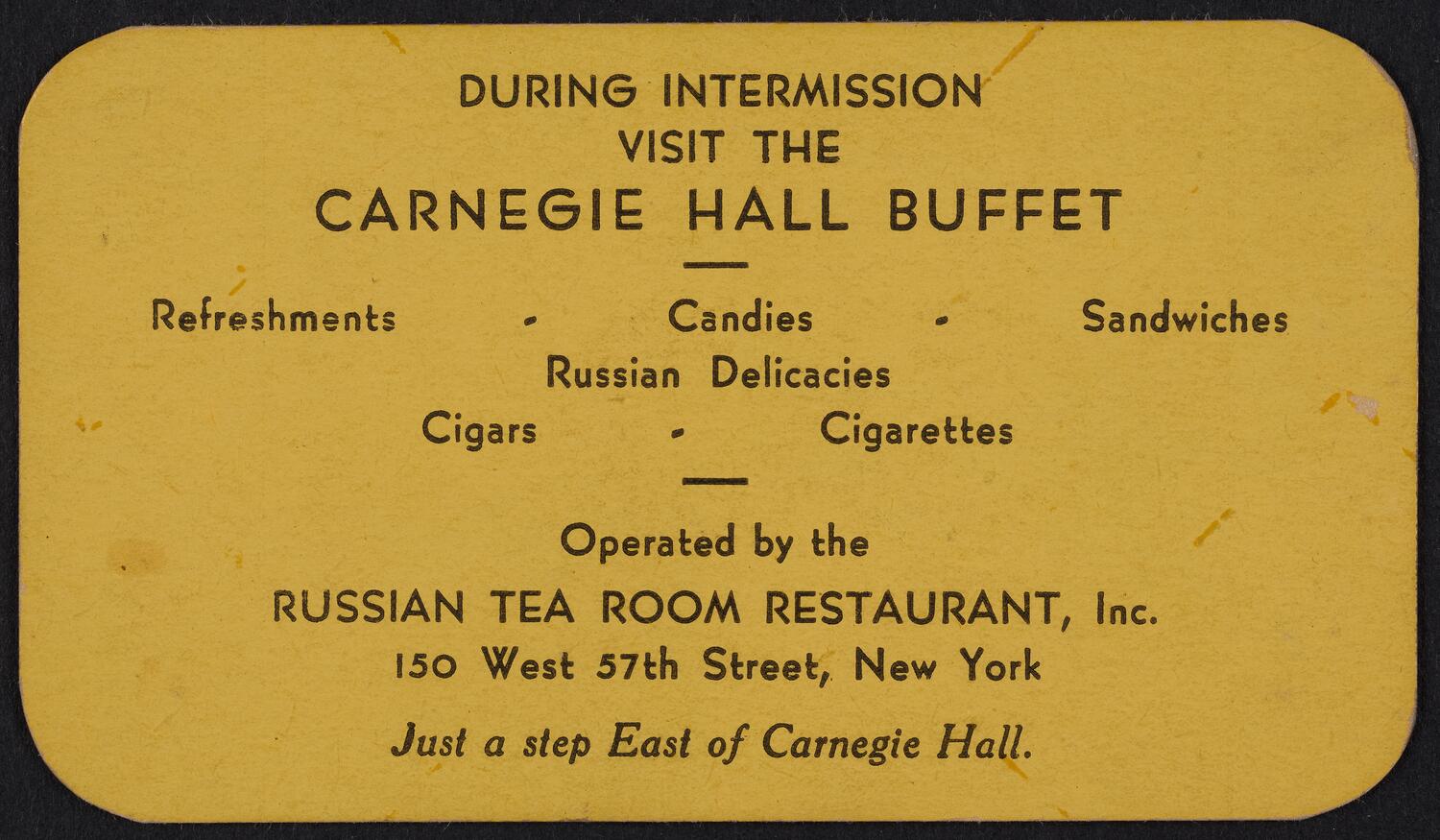 Ticket for Carnegie Hall Door Check: Balconies (back)