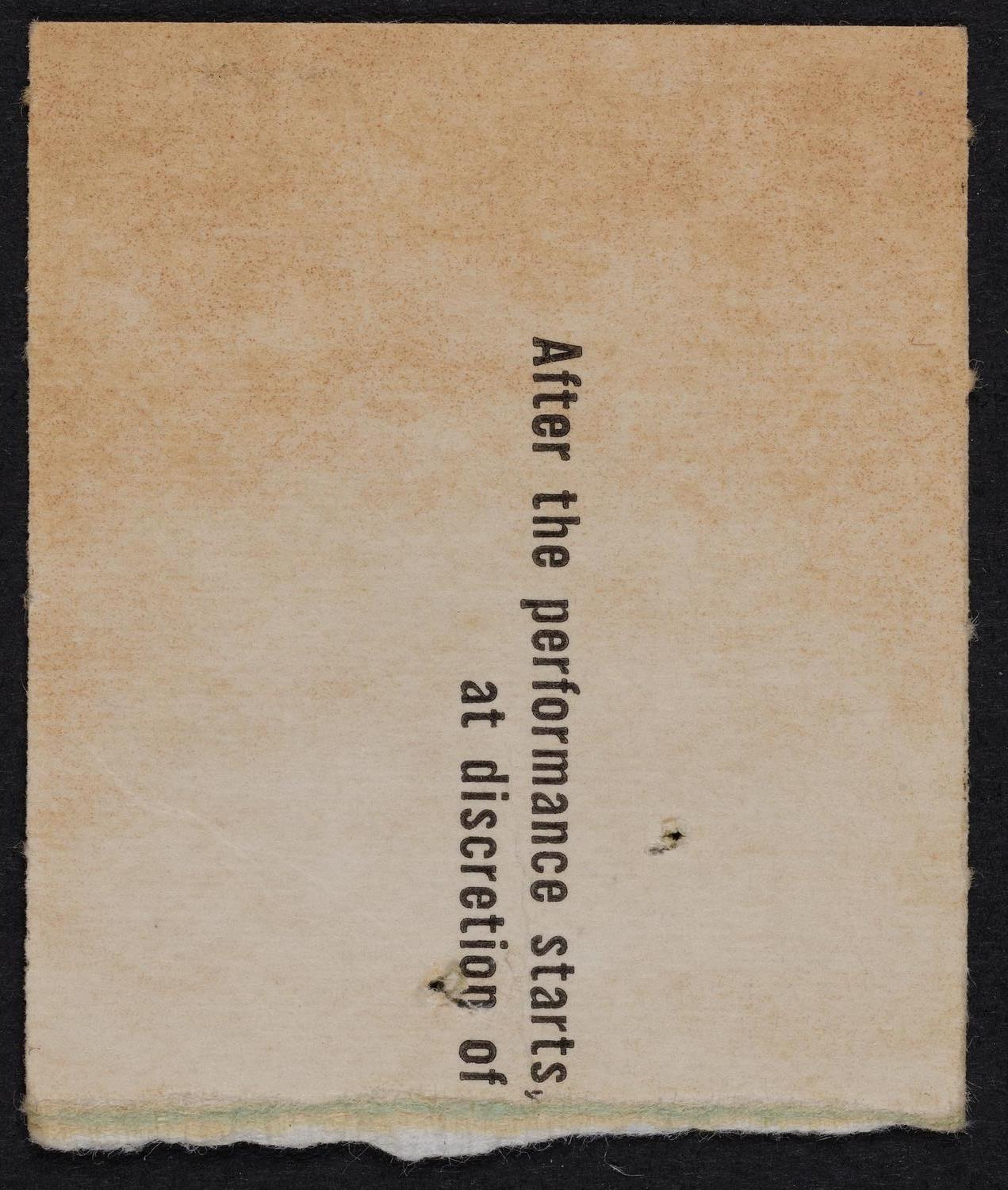 Ticket for New York Philharmonic, March 26, 1960 (back)