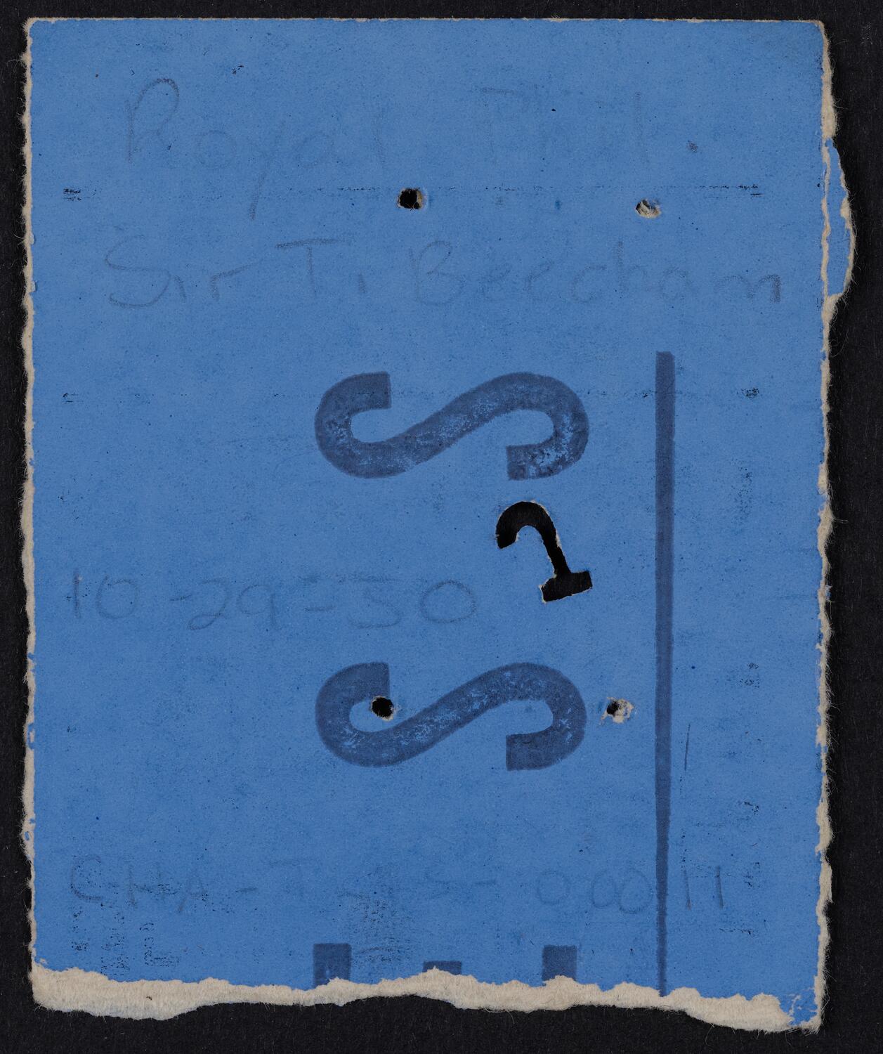 Ticket for Royal Philharmonic Orchestra, October 29, 1950 (back)