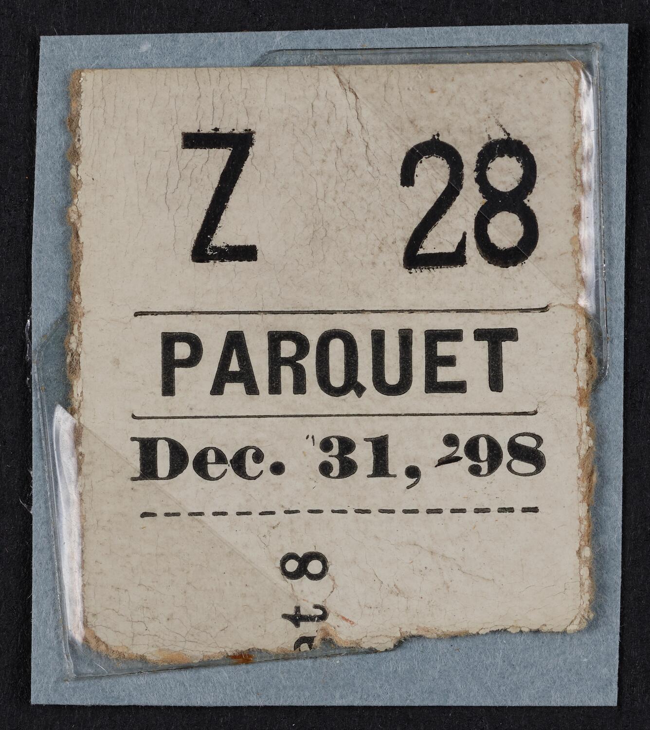 Ticket for Oratorio Society of New York, December 31, 1898 (front)