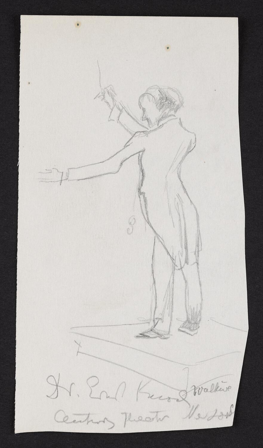 Sketch of figure conducting with slight profile to left