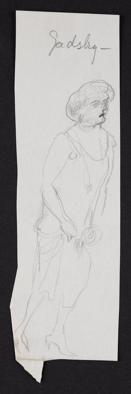 Sketch of figure in profile facing right, possibly Johanna Gadski