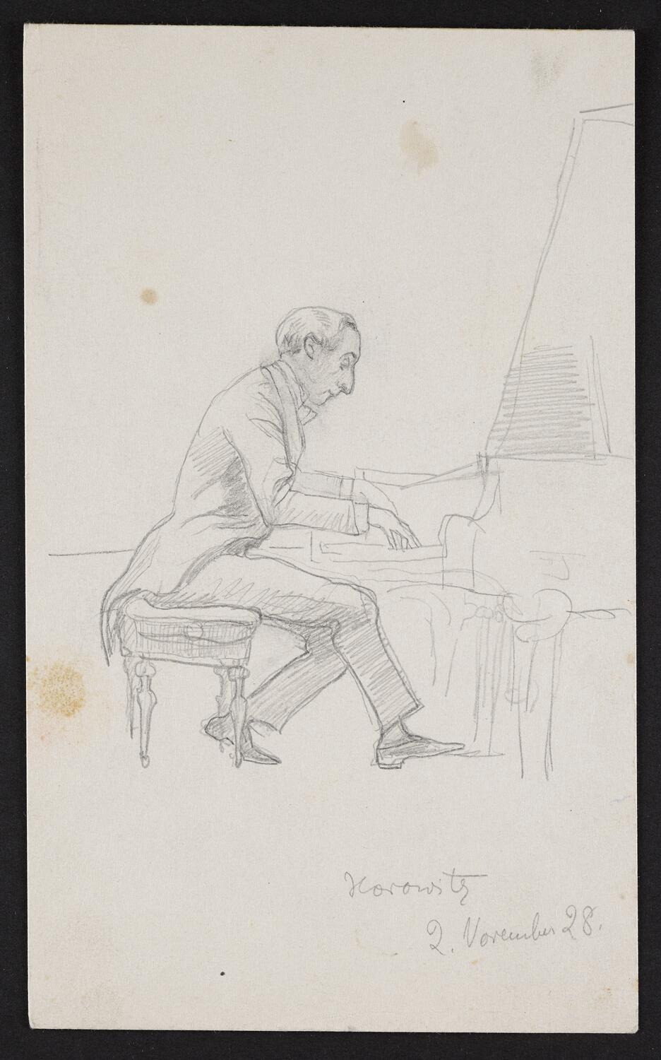 Sketch of Vladimir Horowitz playing piano