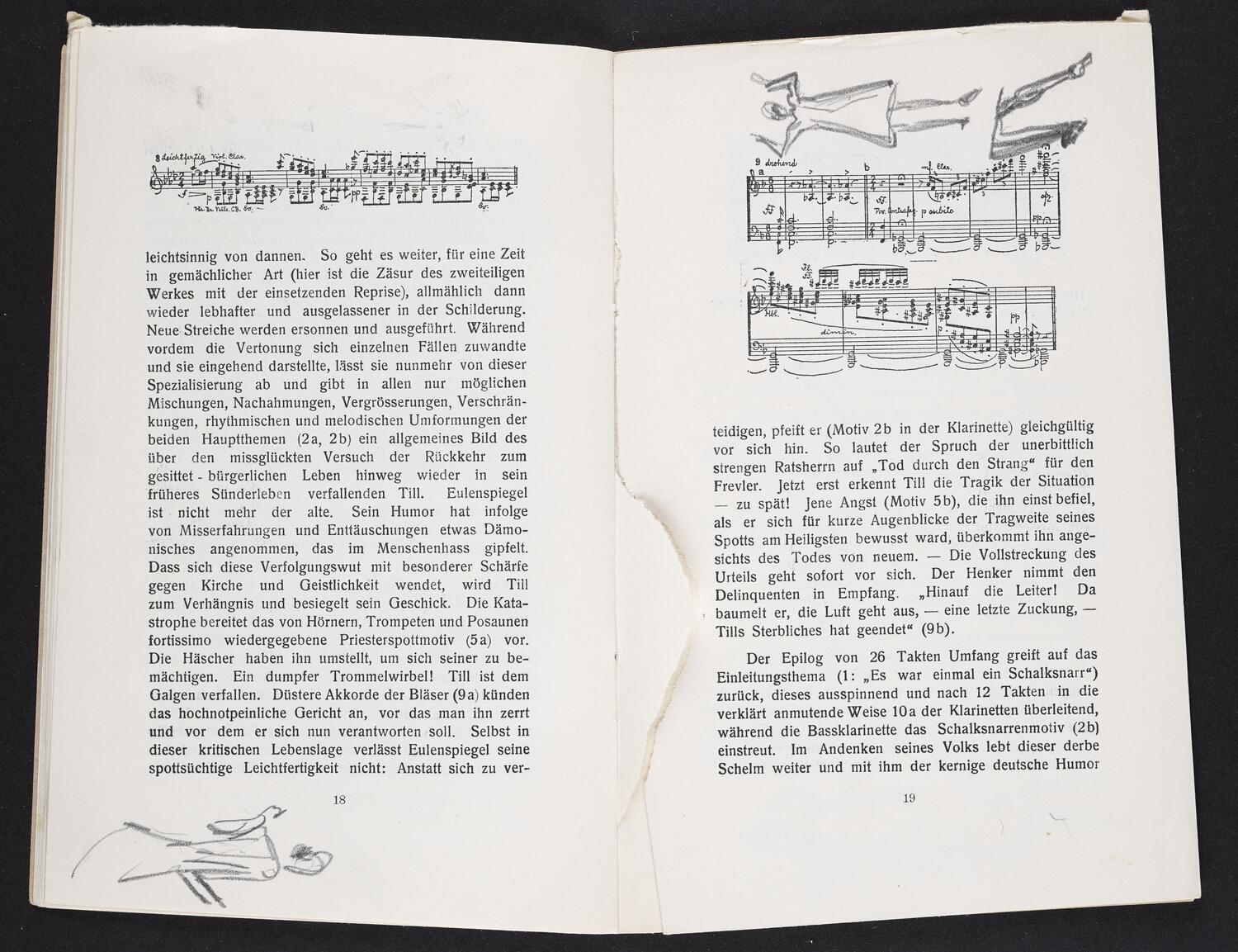 Sketches on concert program pages possibly of Richard Strauss with Königliches Kapelle