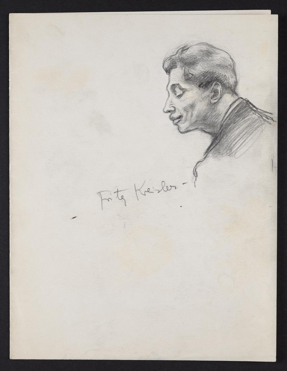 Sketch of Fritz Kreisler in profile facing left
