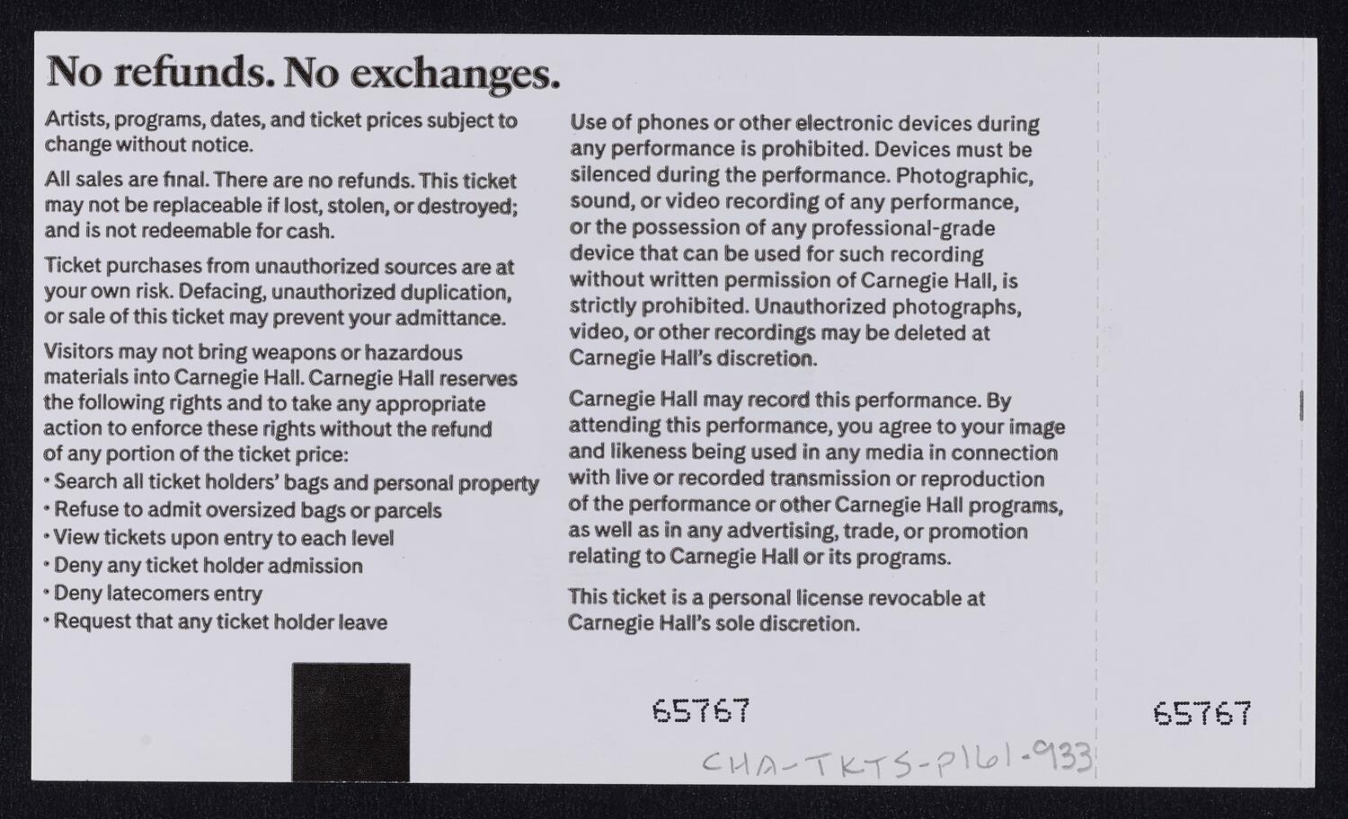 Ticket for Opening Night Gala: Chicago Symphony Orchestra, October 4, 2023 (back)