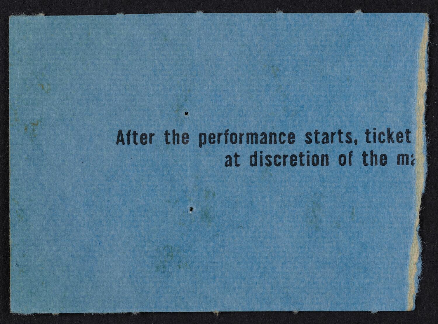 Ticket for New York Philharmonic: Dimitri Mitropoulos Memorial, April 1, 1961 (back)