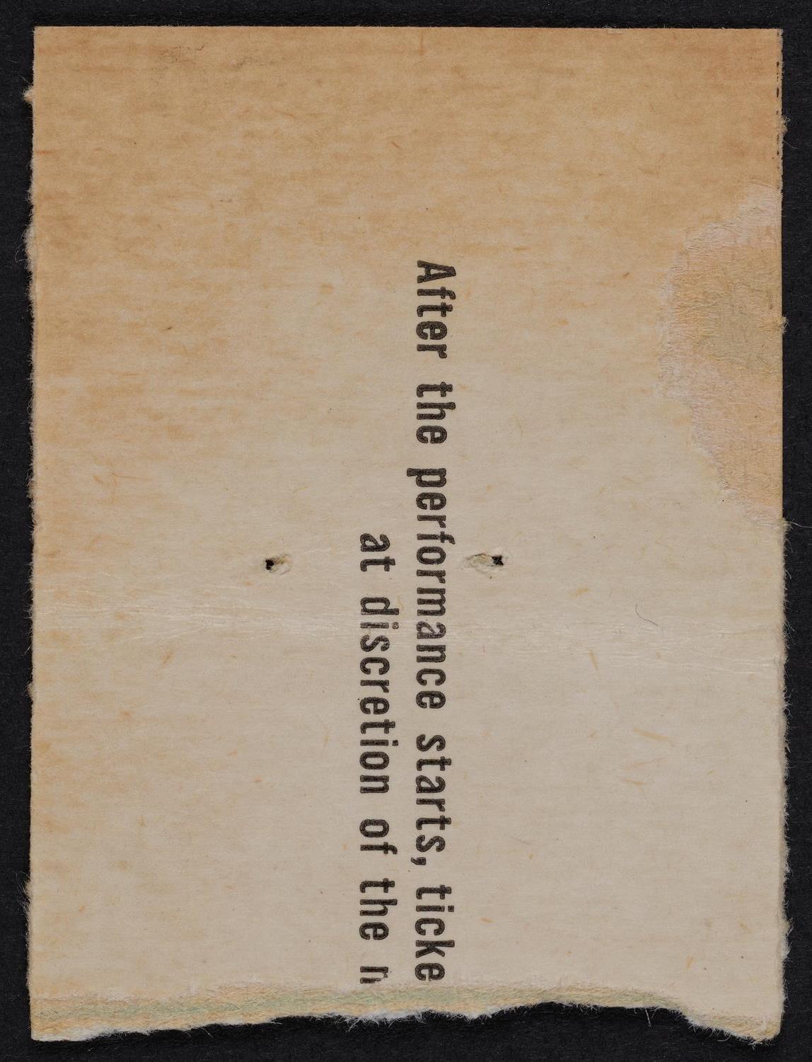 Ticket for New York Philharmonic, May 7, 1960 (back)