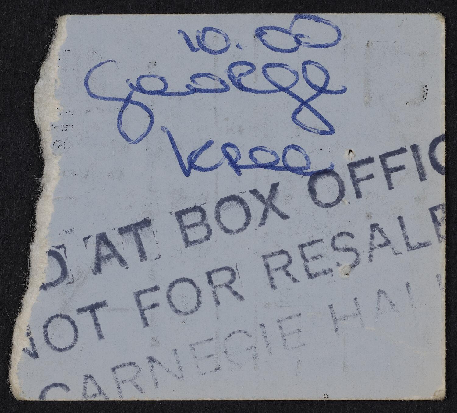 Ticket for Shirley Bassey, October 2, 1981 (back)