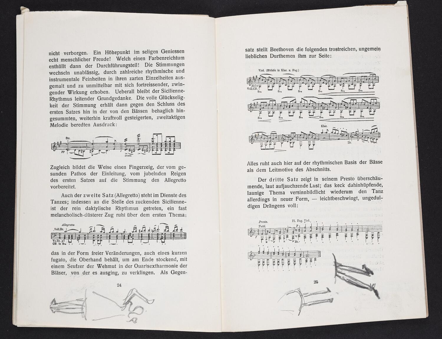 Sketches on concert program pages possibly of Richard Strauss with Königliches Kapelle