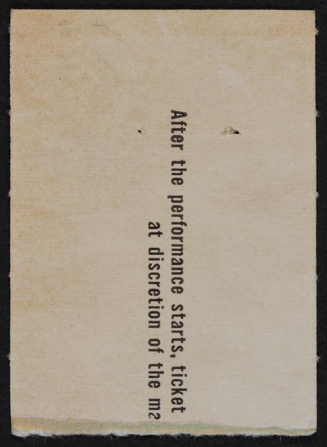Ticket for New York Philharmonic, January 2, 1960 (back)