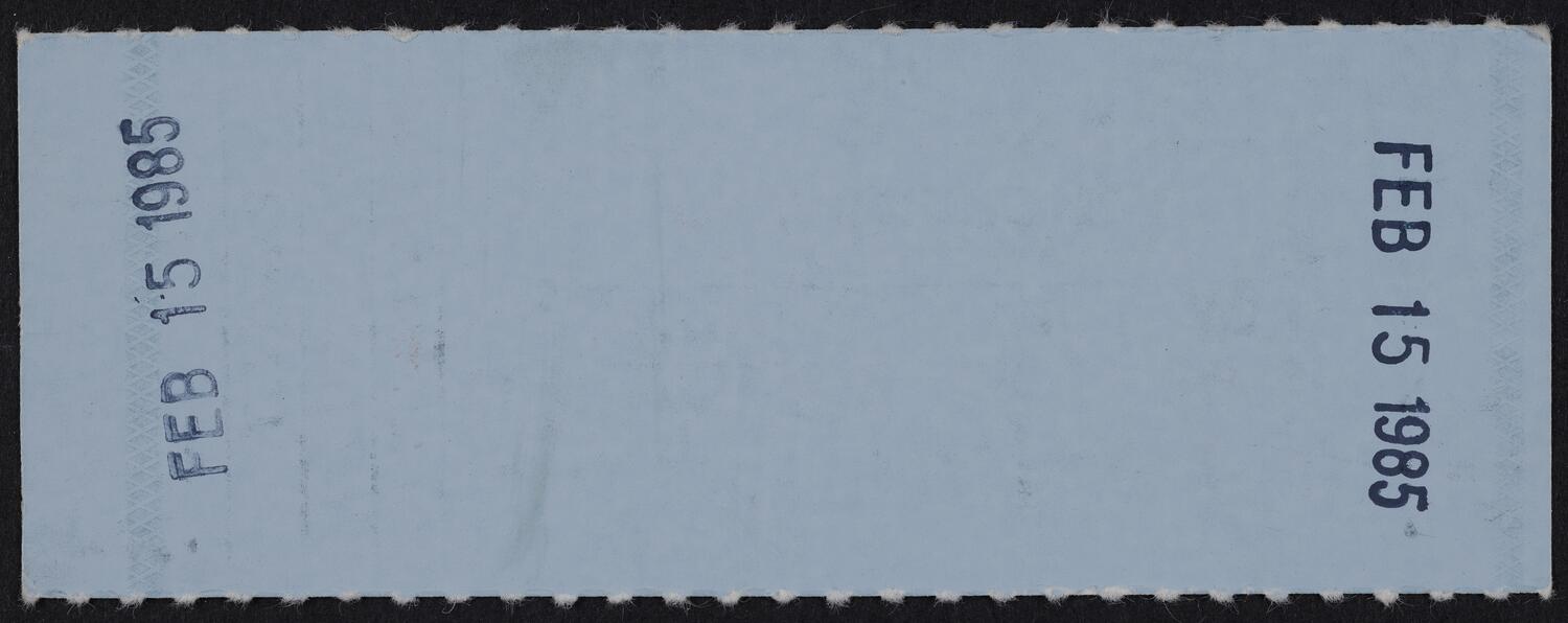 Ticket for the Chung Trio, February 15, 1985 (back)