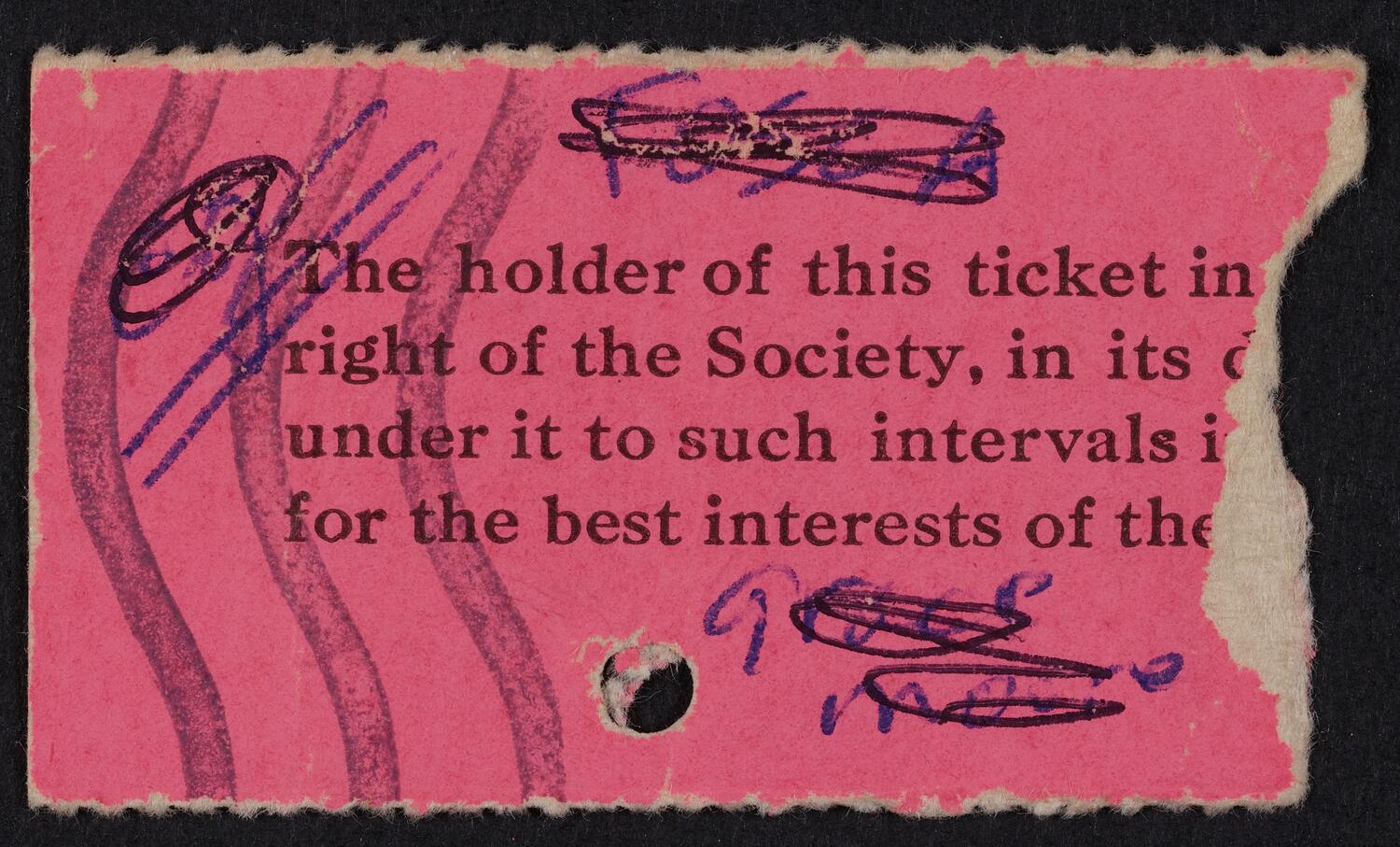 Ticket for Philharmonic-Symphony Society of New York, February 9, 1941 (back)