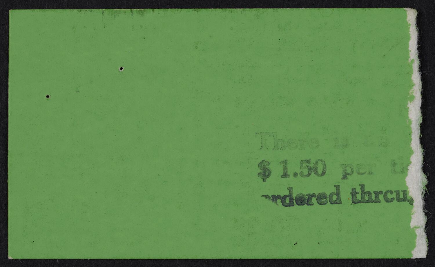 Ticket for Pete Seeger & Arlo Guthrie, November 28, 1981 (back)