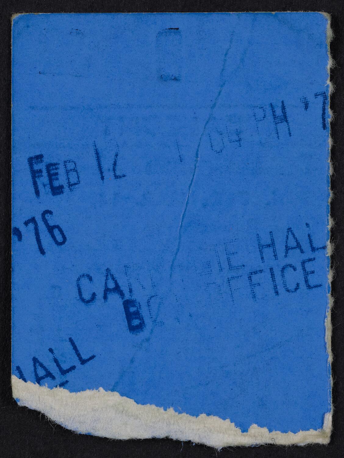 Ticket for Opera Orchestra of New York, March 14, 1976 (back)