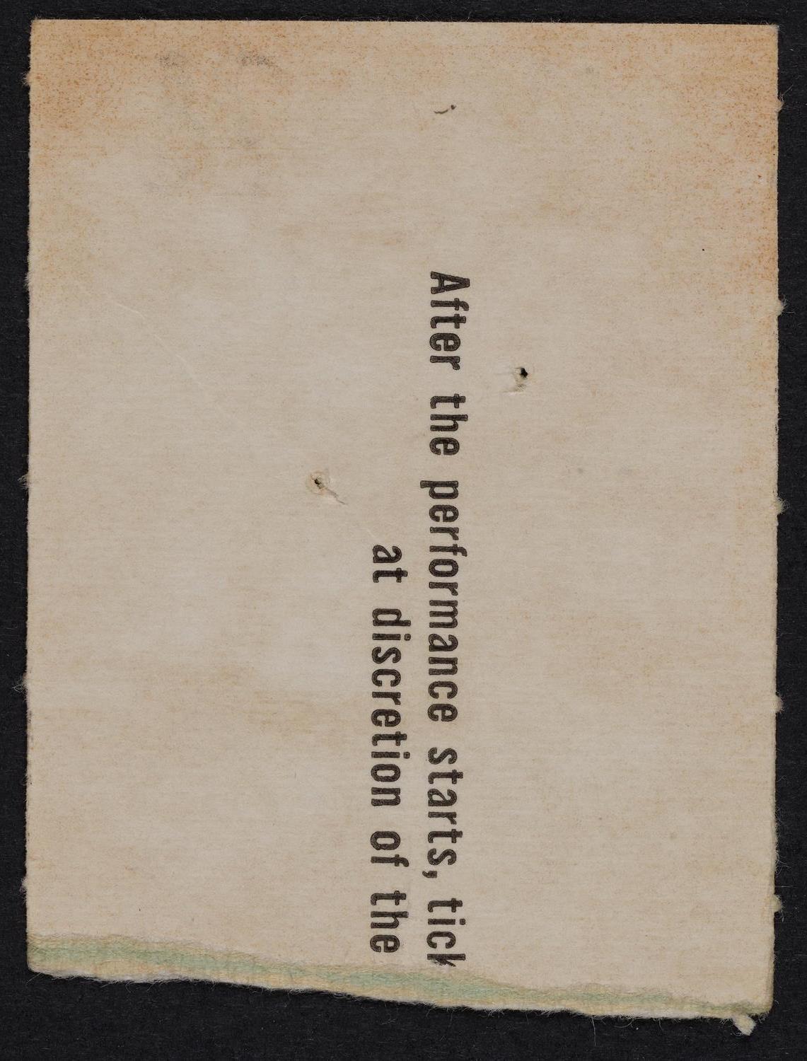 Ticket for New York Philharmonic, March 26, 1960 (back)