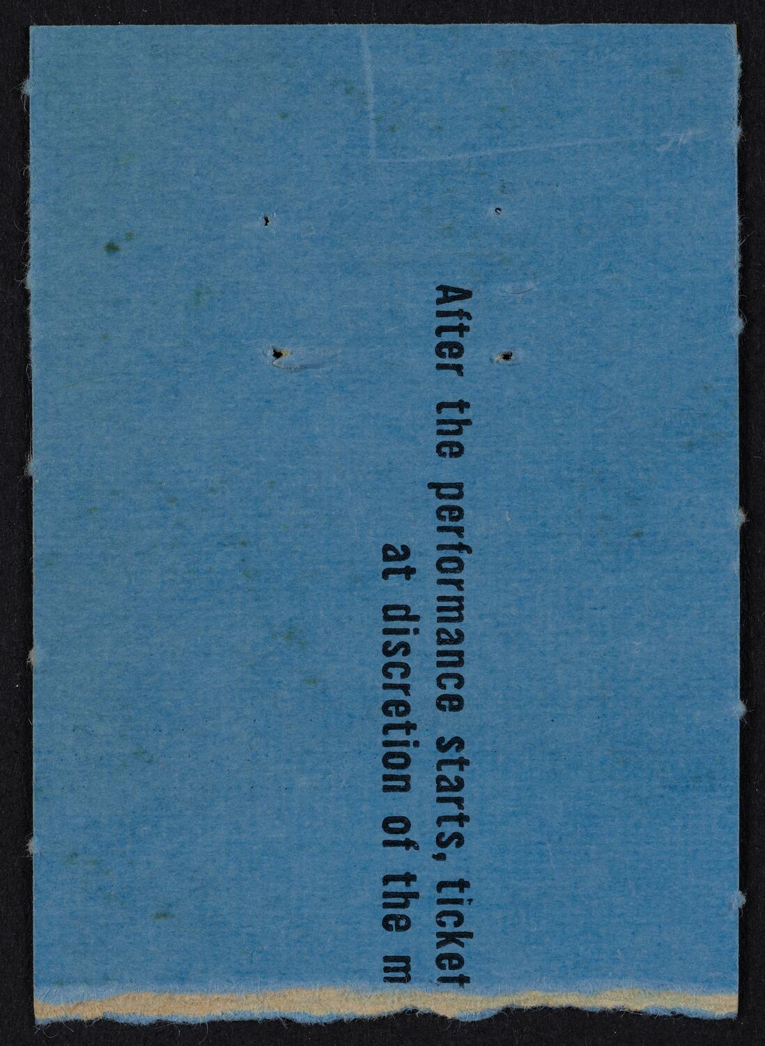 Ticket for New York Philharmonic, February 11, 1961 (back)