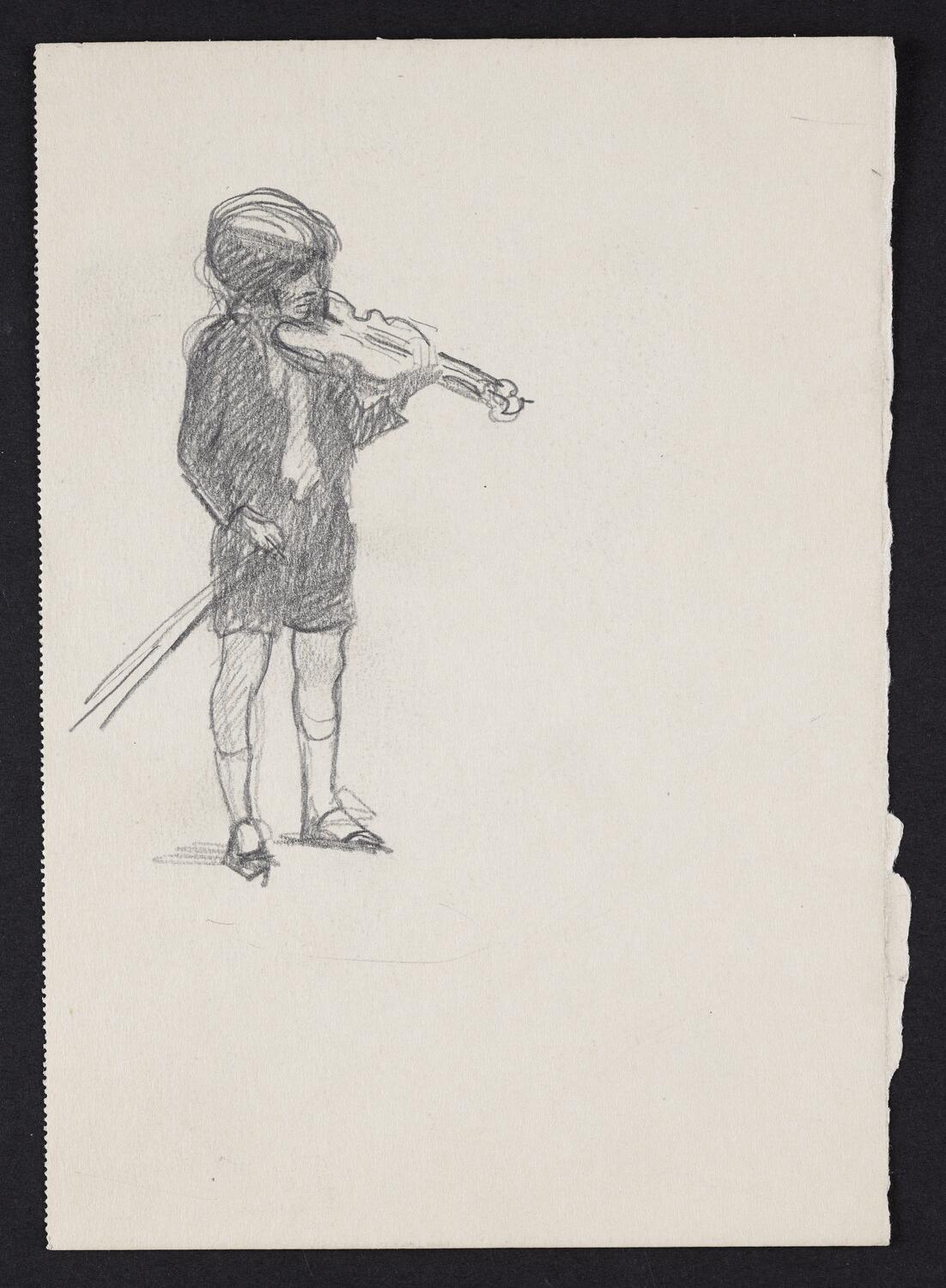 Sketch of Ruggiero Ricci standing with violin