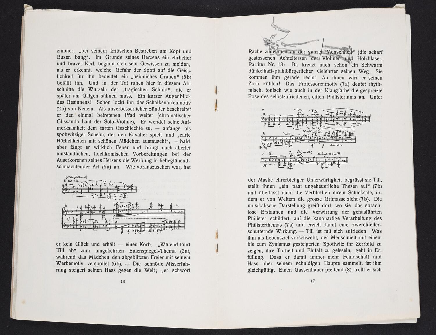 Sketches on concert program pages possibly of Richard Strauss with Königliches Kapelle