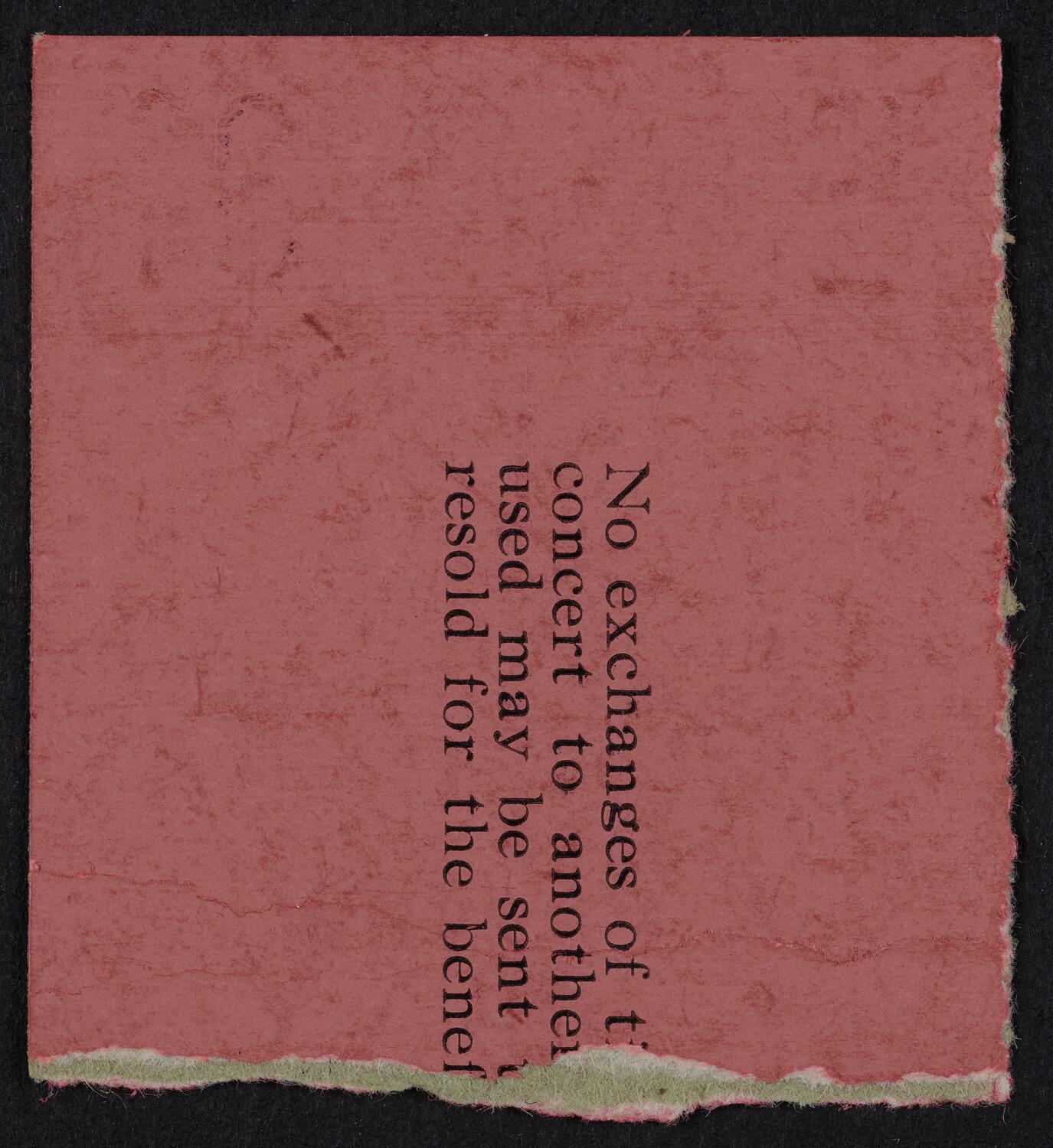 Ticket for New York Philharmonic, January 30, 1955 (back)