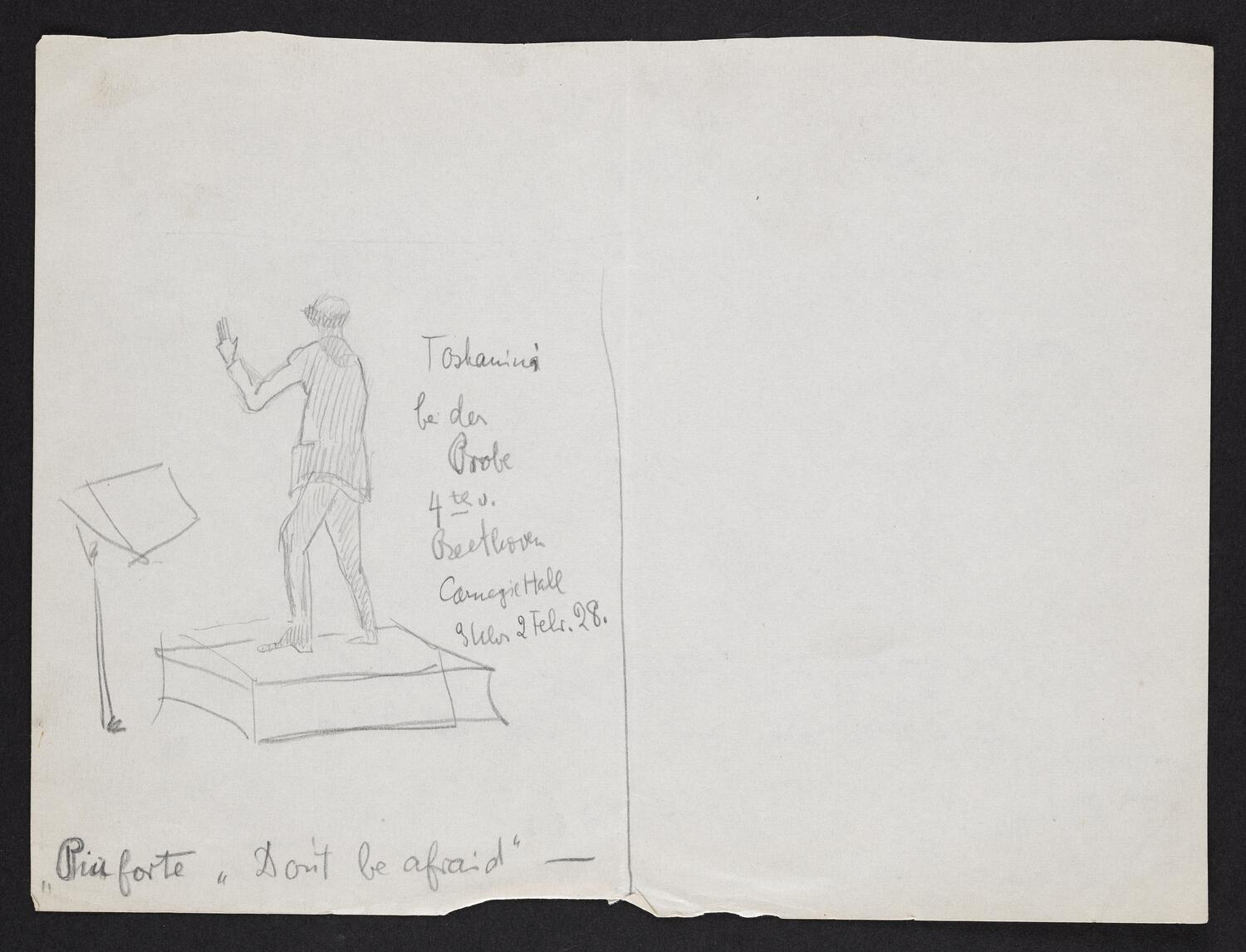 Sketch of Arturo Toscanini standing on podium conducting