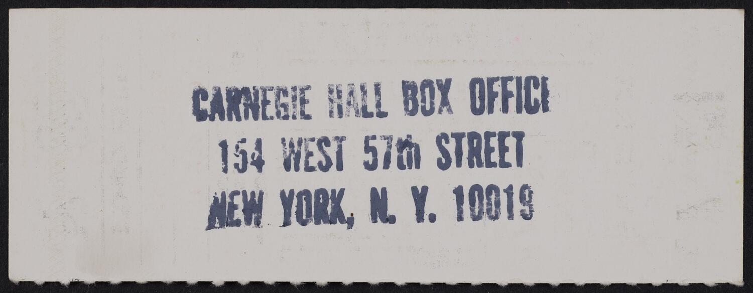 Ticket for Philadelphia Orchestra, October 11, 1983 (back)