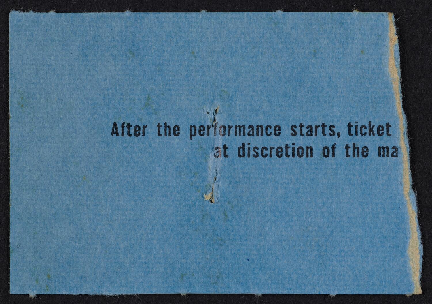 Ticket for New York Philharmonic, February 11, 1961 (back)