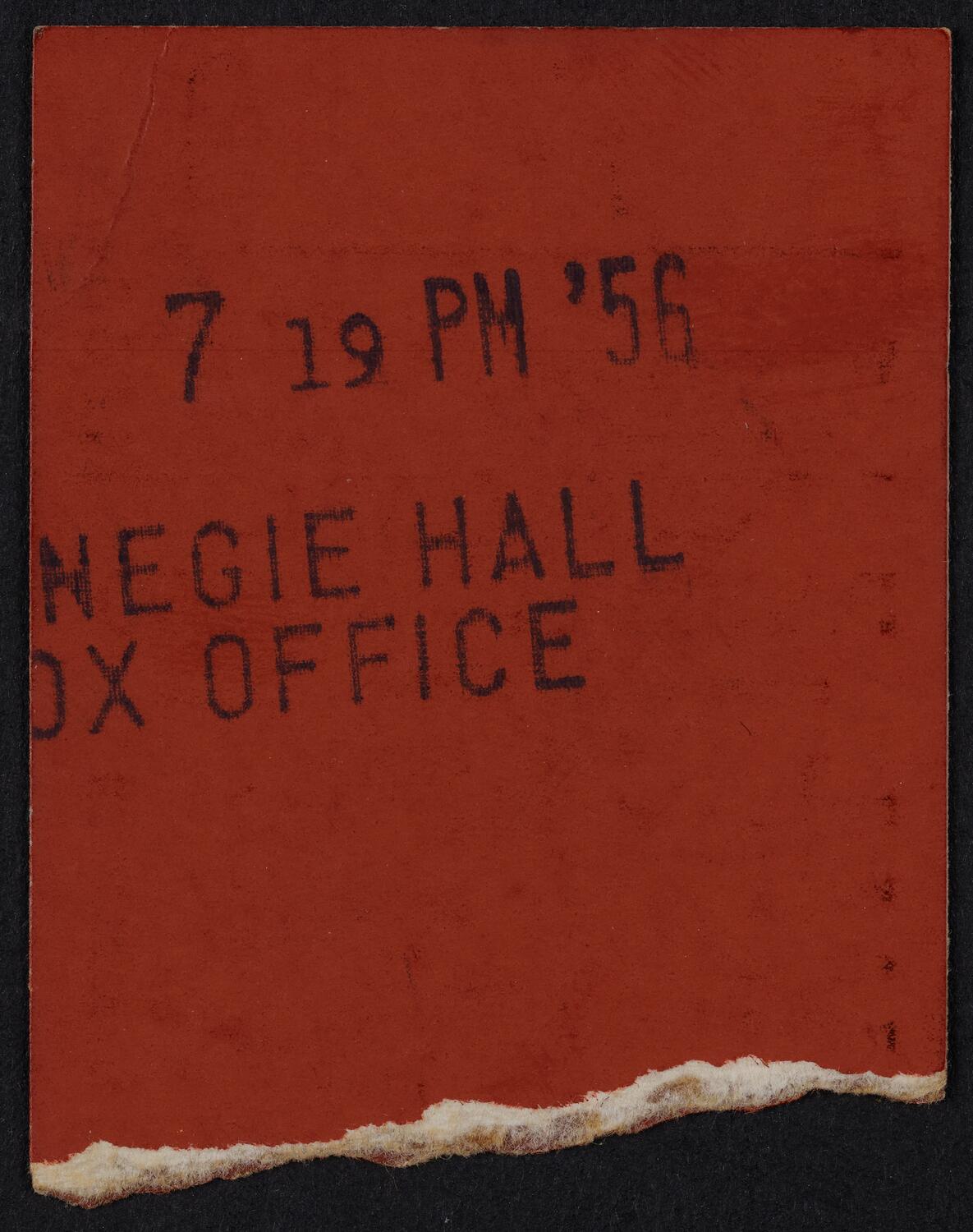 Ticket for Singing Boys of Norway, November 21, 1956 (back)