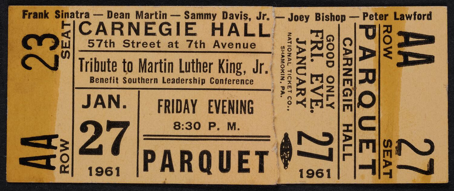 Ticket for Benefit: Southern Leadership Conference (Tribute to Martin Luther King, Jr.), January 27, 1961 (front)