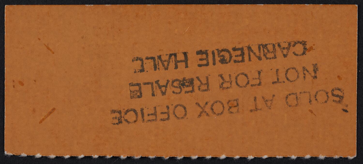Ticket for New Music Consort, October 13, 1983 (back)