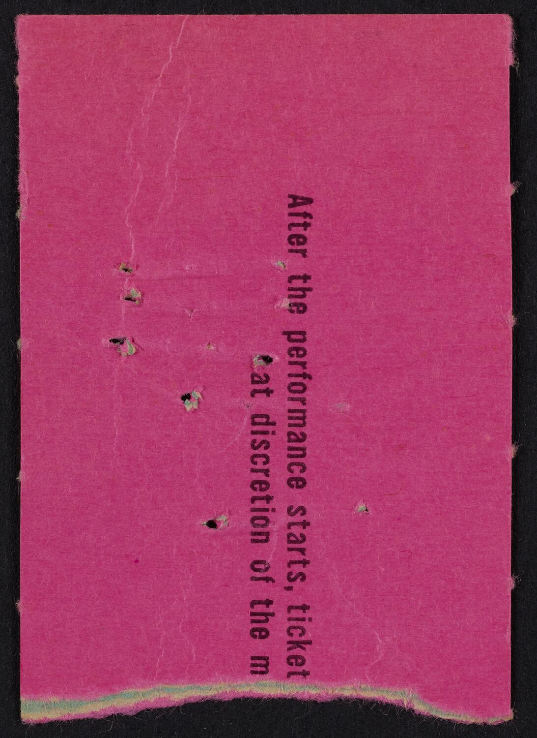 Ticket for New York Philharmonic, April 8, 1961 (back)