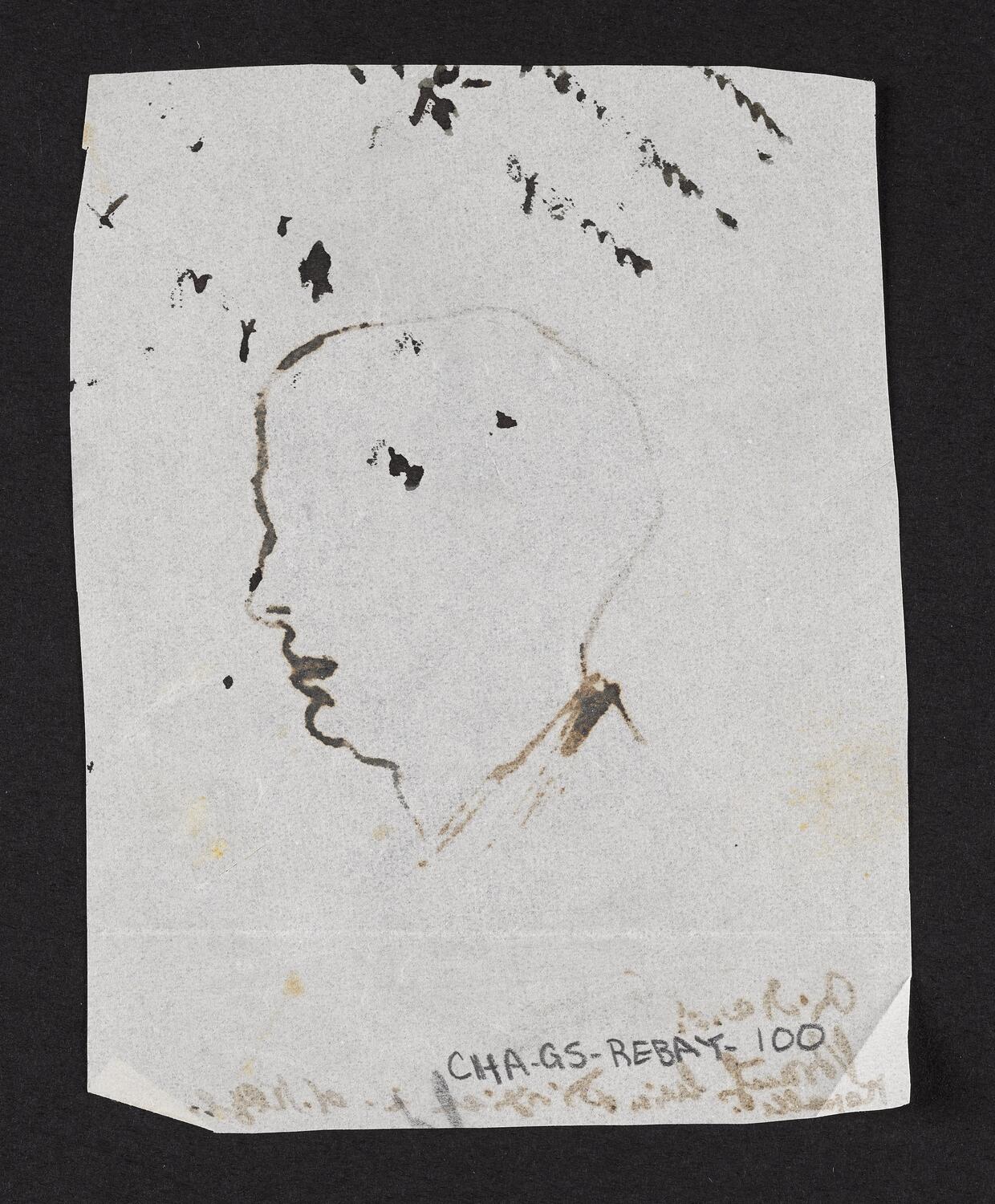 Sketch of figure in profile facing right, possibly Richard Strauss